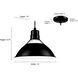 R Series 1 Light 13 inch Satin Black Indoor Pendant Ceiling Light